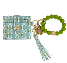 Load image into Gallery viewer, English Garden Blue Keychain Wristlet Wallet