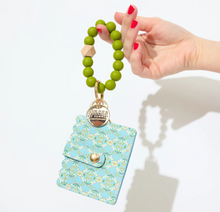 Load image into Gallery viewer, English Garden Blue Keychain Wristlet Wallet