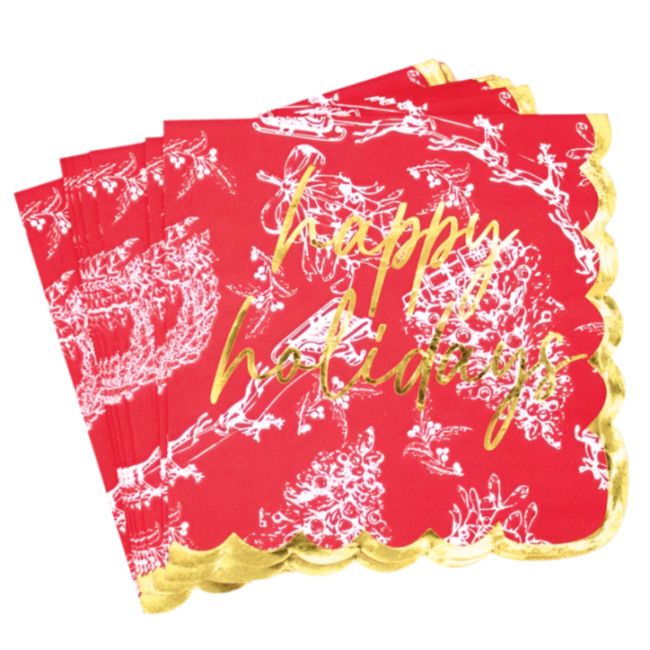 Red Toile Paper Cocktail Napkins