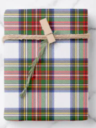 Caspari Dress Stewart Tartan Reversible Gift Wrap
