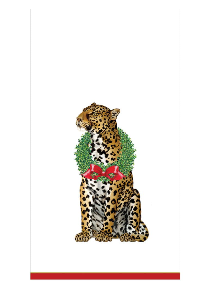 Caspari Wild Christmas Ivory Guest Towels