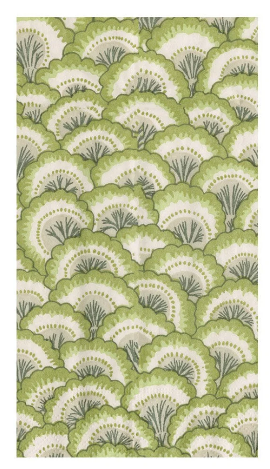 Caspari Pierre Frey Pontchartrain Scallop Green Guest Towels