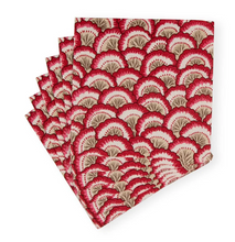 Load image into Gallery viewer, Caspari Pierre Frey Pontchartrain Red Scallop Cocktail Napkins