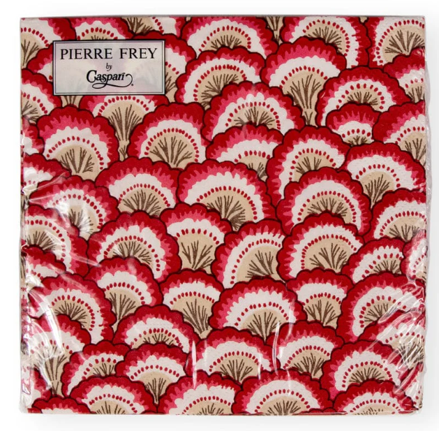 Caspari Pierre Frey Pontchartrain Red Scallop Cocktail Napkins