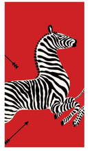 Load image into Gallery viewer, Caspari Scalamandré Zebras Red Guest Towels