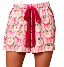 Load image into Gallery viewer, Santa Pink Bow Satin Pajama Set