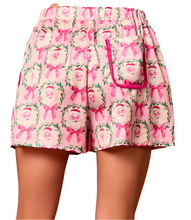 Load image into Gallery viewer, Santa Pink Bow Satin Pajama Set