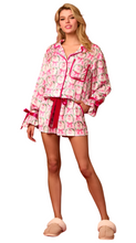 Load image into Gallery viewer, Santa Pink Bow Satin Pajama Set