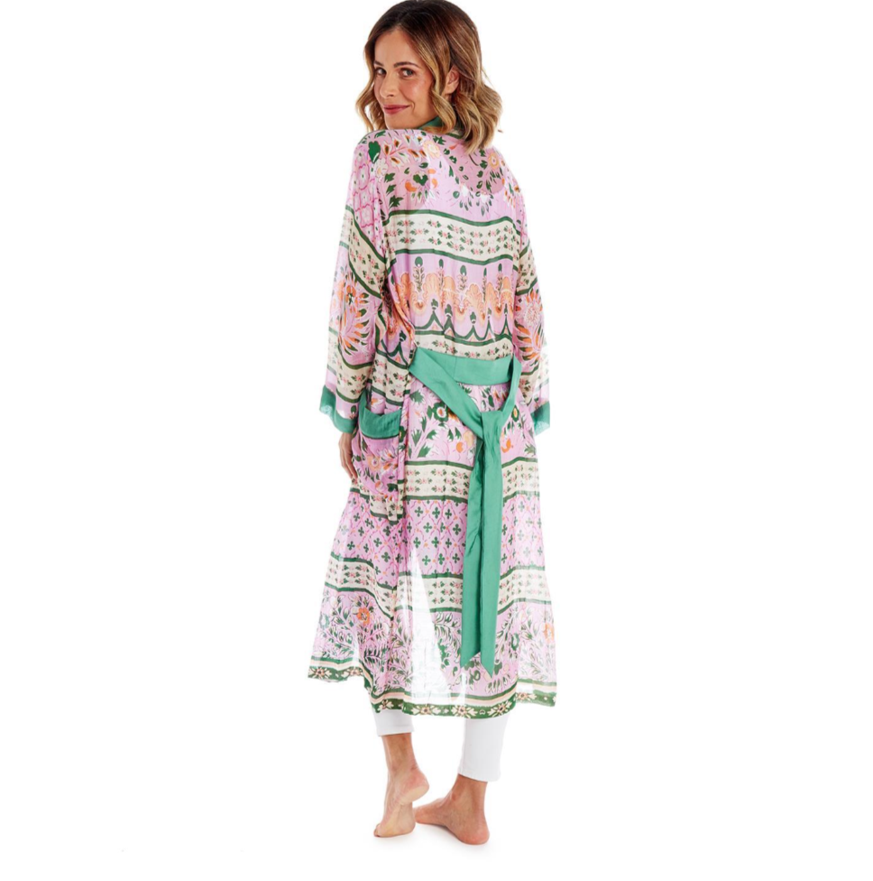 Pink Floral Long Robe