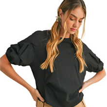 Load image into Gallery viewer, Black Tiered Sleeve Knit Top