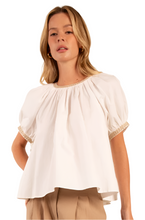 Load image into Gallery viewer, Ivory Puff Sleeve Trim Detail Blouse