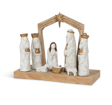 Load image into Gallery viewer, Nativity Scene Carved Wooden Sculpture