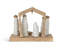 Load image into Gallery viewer, Nativity Scene Carved Wooden Sculpture