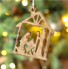 Load image into Gallery viewer, Wooden Carved Nativity Ornament