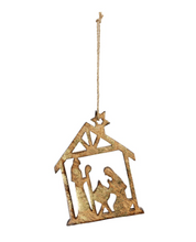 Load image into Gallery viewer, Wooden Carved Nativity Ornament