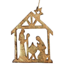 Load image into Gallery viewer, Wooden Carved Nativity Ornament
