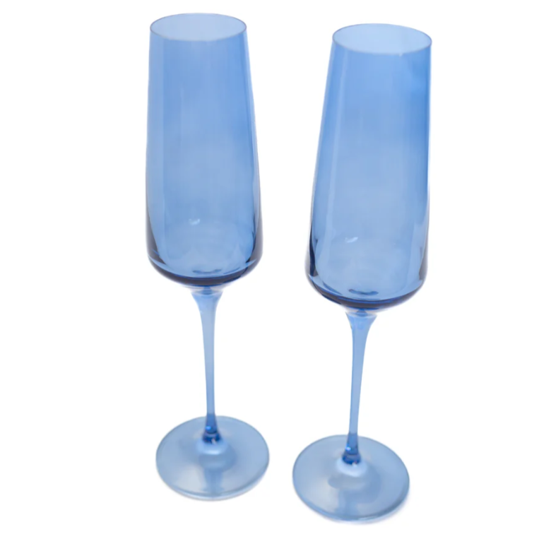 Estelle Colored Glass Cobalt Champagne Flute - Set of 2