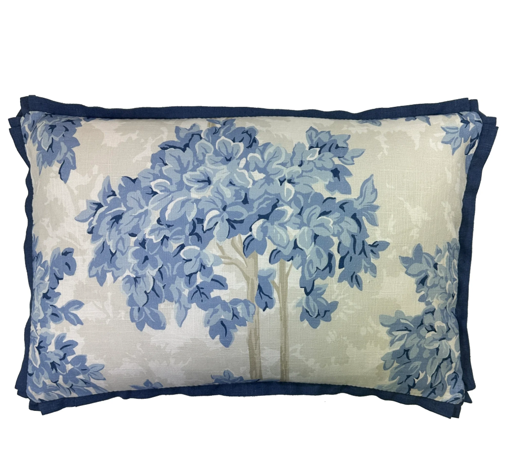 French Blue Topiary Lumbar Pillow