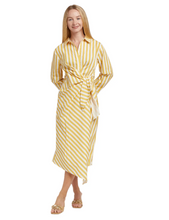 Load image into Gallery viewer, Yellow Striped Wrap Dress