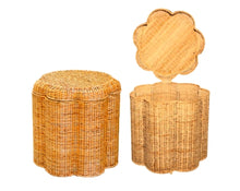 Load image into Gallery viewer, Scalloped Wicker Storage Ottoman/Stool