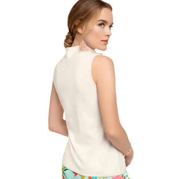 White Serena Half Zip Top