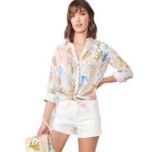 Load image into Gallery viewer, Callie Linen Shirt Seafoam Mermaids