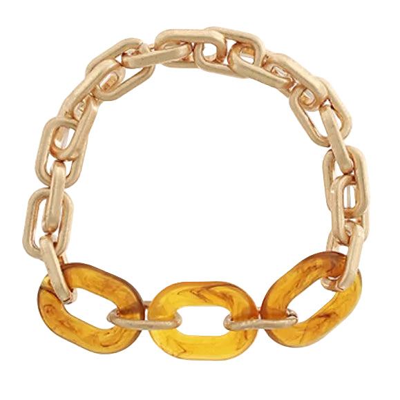 Amber Acrylic and Gold Link Bracelet