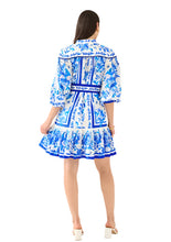 Load image into Gallery viewer, Alivia White + Blue Mini Dress