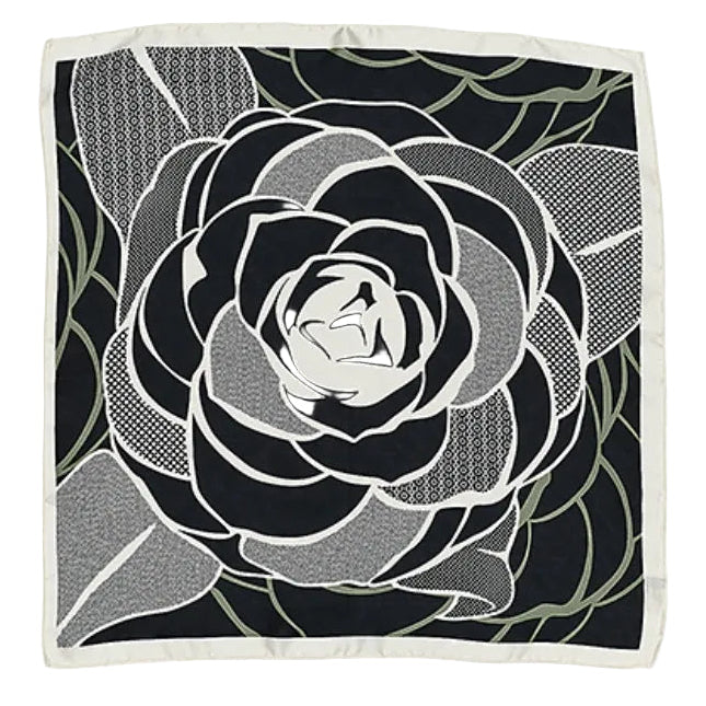 Black Floral Print Silky Bandana