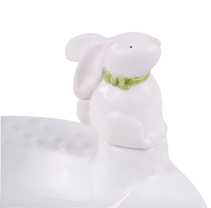 White Detailed Egg Plate
