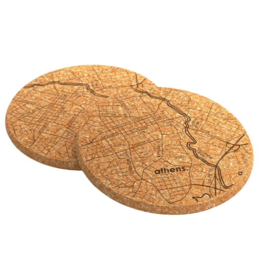 Athens Map Etched Coasters
