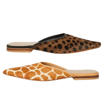 The Mabrey Calf Hair Mule in Giraffe