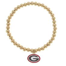 Load image into Gallery viewer, Georgia Bulldogs Ball Bead Stretch Bracelet