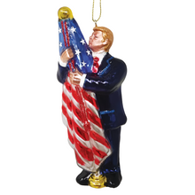 Load image into Gallery viewer, Donald Trump Kissing the American Flag Glass Ornament