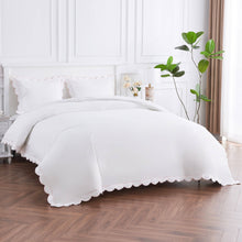 Load image into Gallery viewer, Scallop Frame Embroidered Cotton Percale Duvet Set