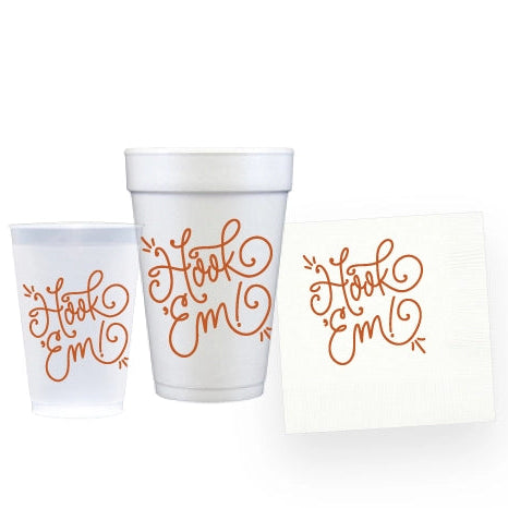 Hook ‘em Styrofoam Cups