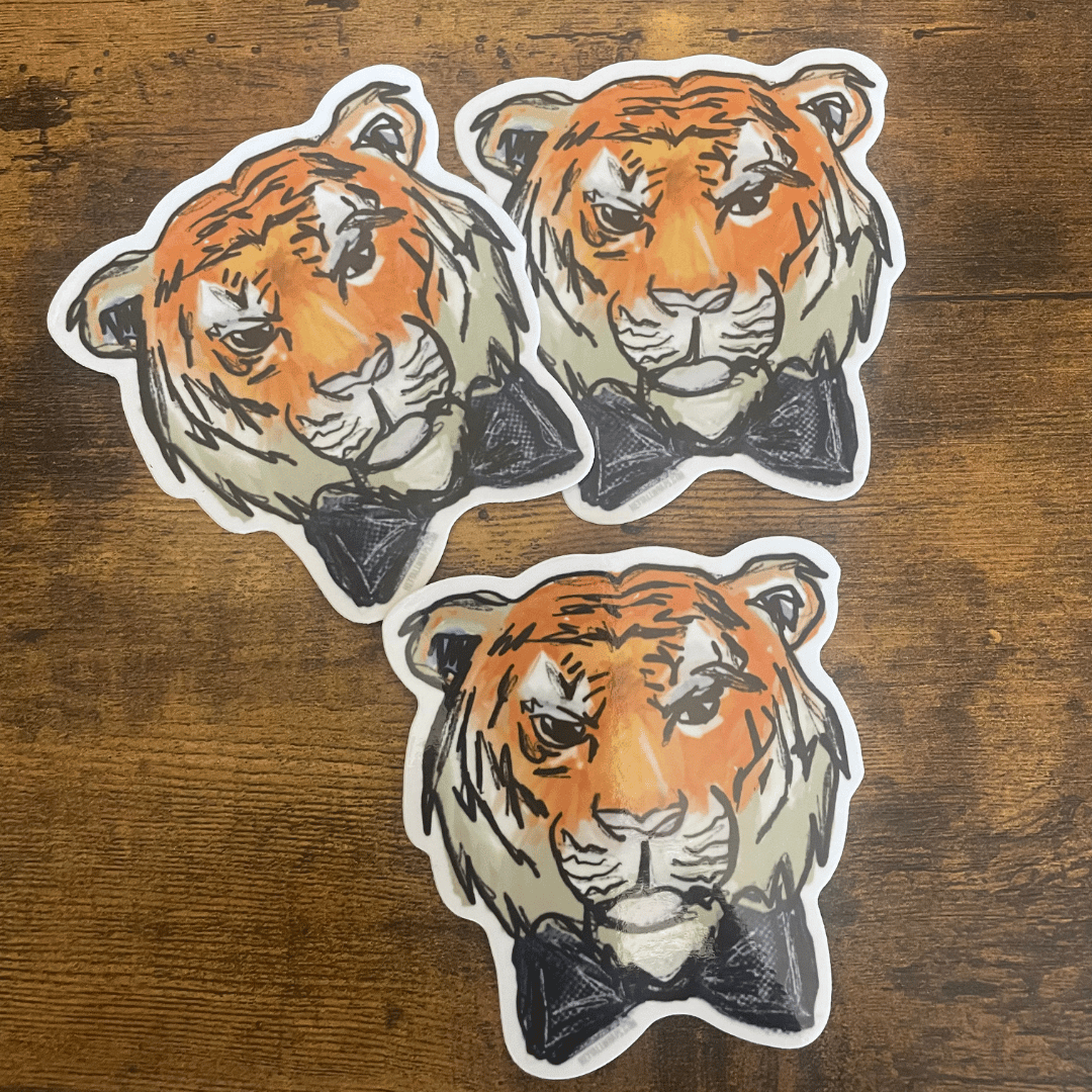 Vinyl Sticker Tiger Wearing a Bow Tie