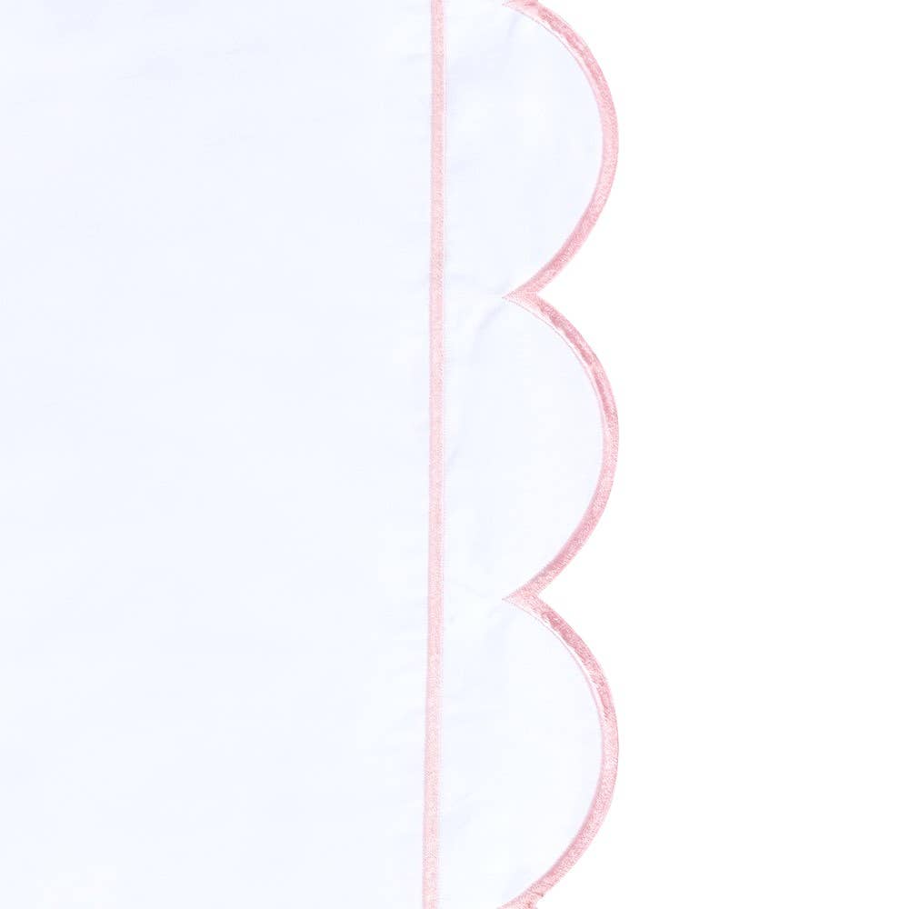 Scallop Frame Embroidered Cotton Percale Duvet Set