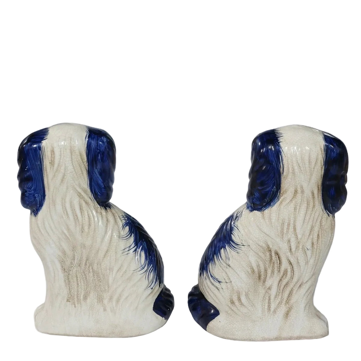 Staffordshire Dogs in Blue + White