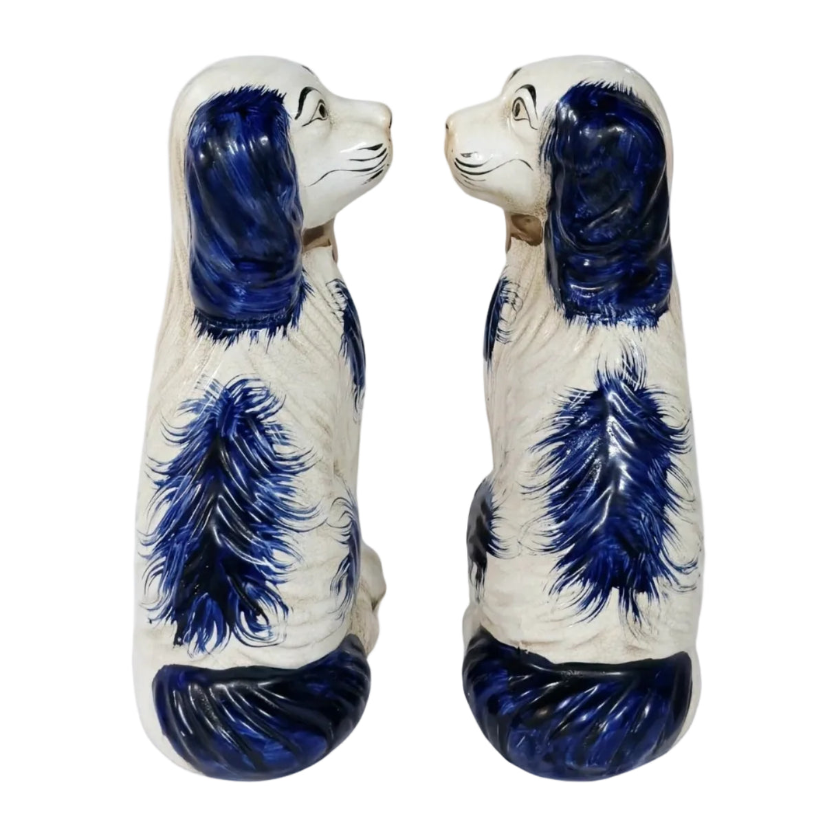Staffordshire Dogs in Blue + White