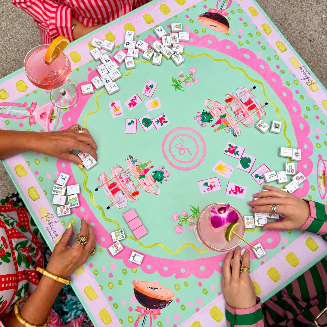 Rebecca Illustrated Girly Bar Cart Mahjong Mat