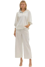Load image into Gallery viewer, Off White Popover with Ruffle Neck
