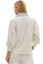Load image into Gallery viewer, Off White Popover with Ruffle Neck