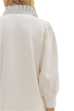 Load image into Gallery viewer, Off White Popover with Ruffle Neck
