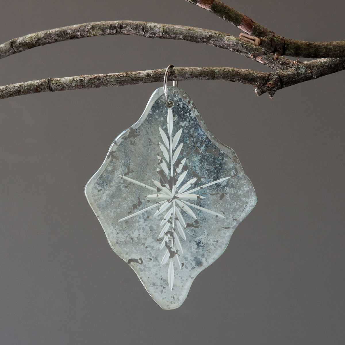 Antique Mirror Diamond Shape Drop Ornament