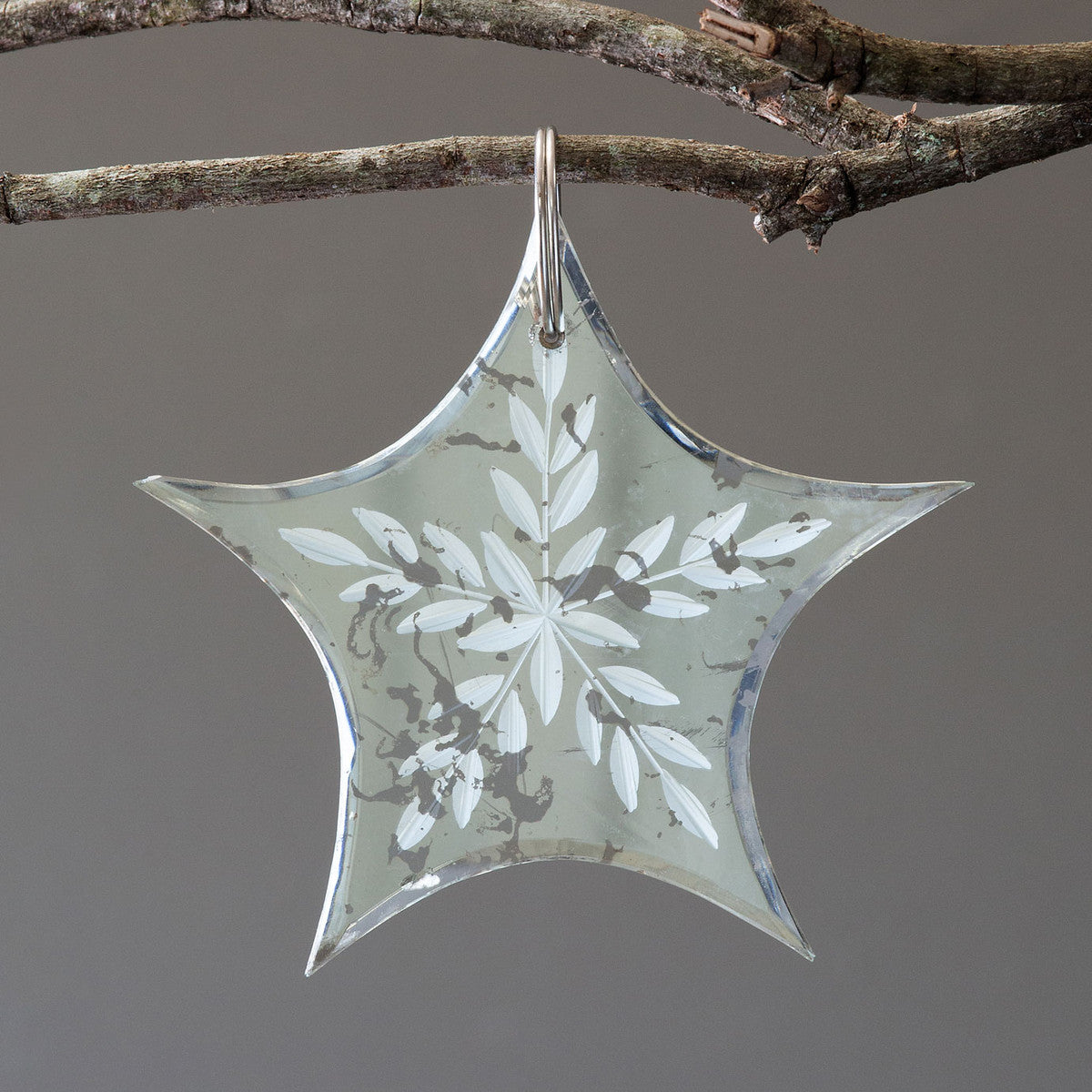 Antique Mirror Star Drop Ornament