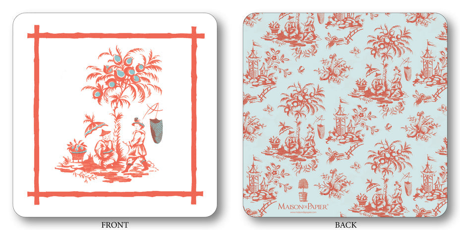 Chinoiserie Couple Terracotta Coasters
