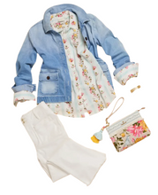 Load image into Gallery viewer, Brigette Eyelet Top Babbie's Store Bouquet Stripe