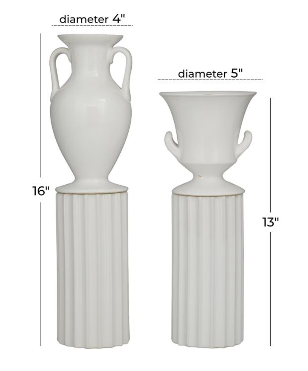 Set of 2 White Porcelain Transitional Vase