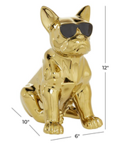 Load image into Gallery viewer, Gold Ceramic Glam Dog Sculpture